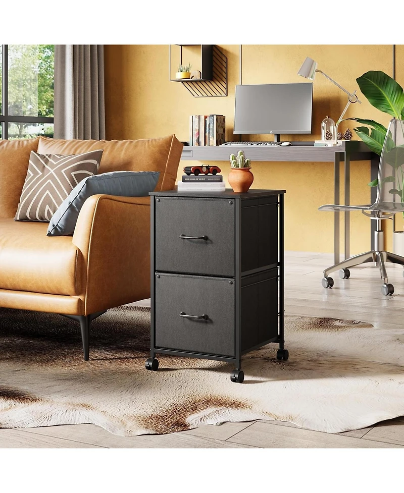2 Drawer Mobile File Cabinet, Rolling Printer Stand