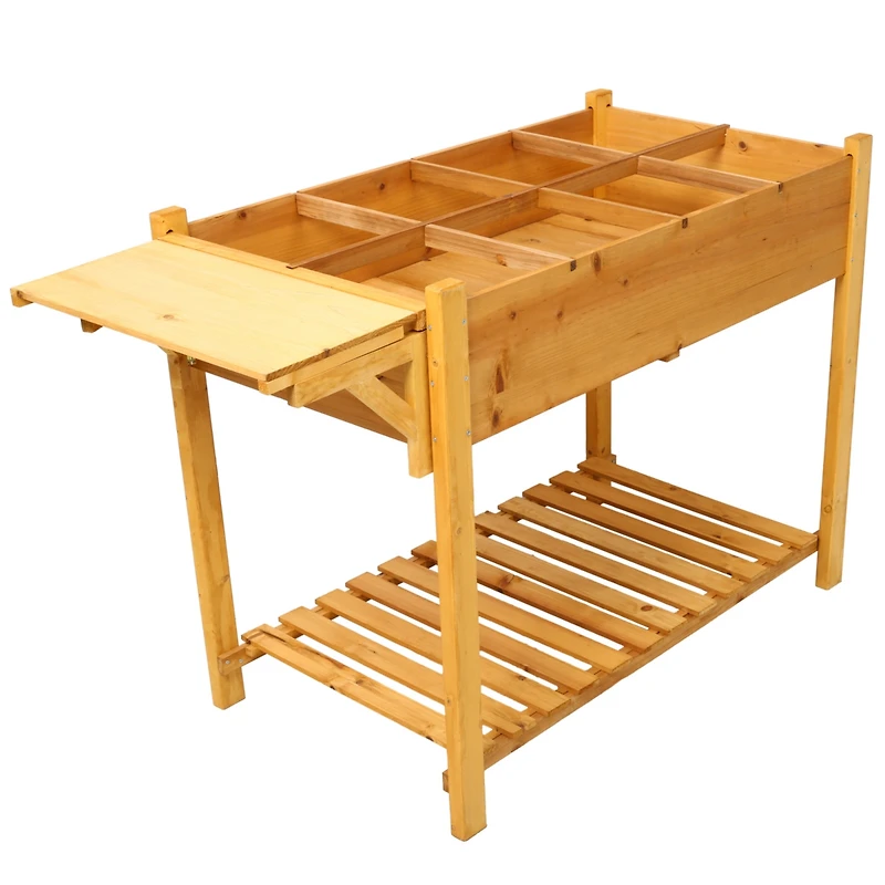 Streamdale Furniture 8-Pocket Elevated Garden Bed with Side Table and Shelf
