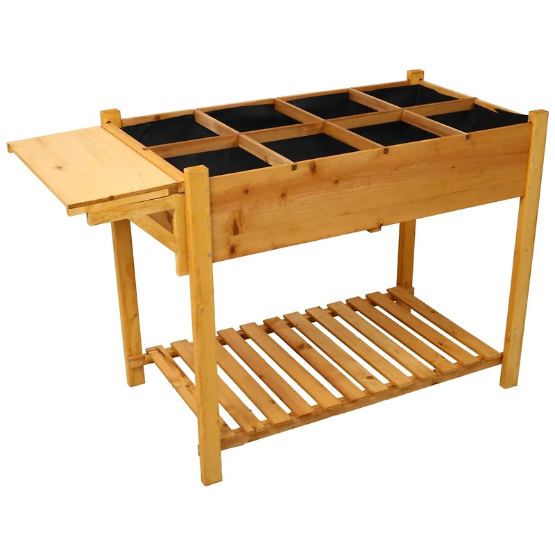 Streamdale Furniture 8-Pocket Elevated Garden Bed with Side Table and Shelf