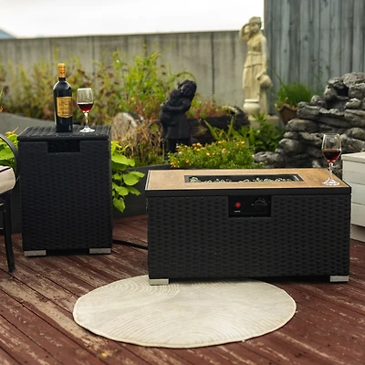 Streamdale Rattan Fire Pit Table with Tile Top