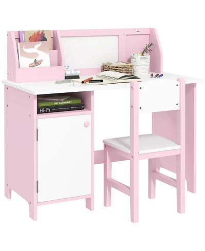 Qaba Toddler Table and Chair Set, Kids Writing Desk Homework Table,