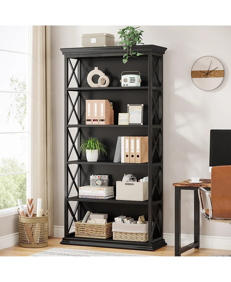 Tribesigns 71 Inches 6-Tier Industrial Bookshelves and Bookcases, Floor Standing 5 Shelf Display Storage Shelves Tall Bookcase