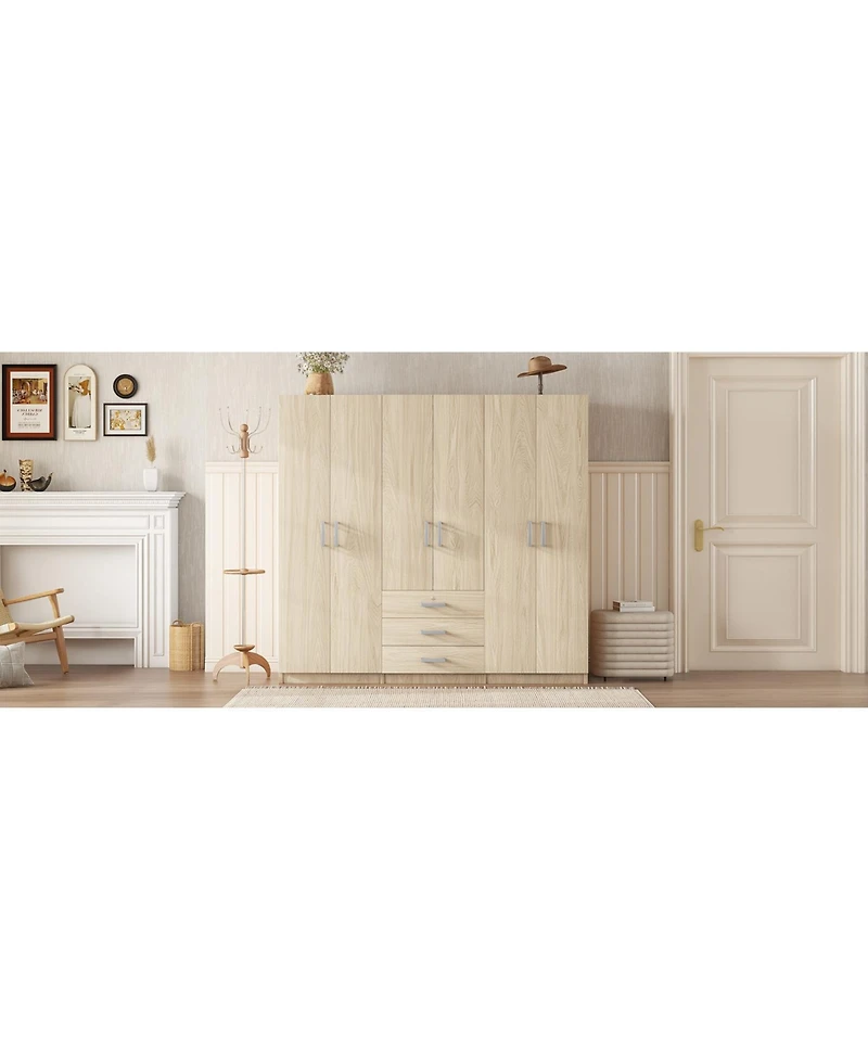 Streamdale Furniture 6-Doors Wooden Wardrobe Storage for Bedroom, with Big Drawers