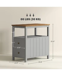 Homcom Narrow End Table with Charging Station, Usb Ports, Drawers,
