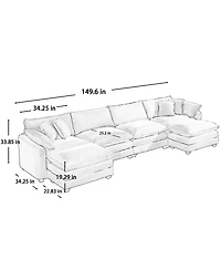 Streamdale Furniture Corduroy Sofa, Modern Upholstered 4 Seater with 3 Footstools Corduroy Fabric Sofa, Office Living Room Apartment Comfortable Sofa,