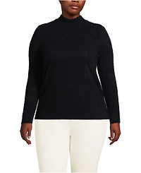 Lands' End Plus Long Sleeve Brushed Lace Mock Neck Top