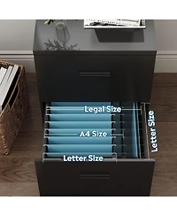 2 Drawer Wood File Cabinet, Mobile Lateral Filing Cabinet with Storage, Letter Legal Size