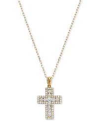Diamond Cross Pendant Necklace (1/2 ct. t.w.) in 14k Gold, 16" + 2" extender