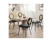 gaomon Dining Chairs Set of 2, Rattan Kitchen Chairs with Thicken Upholstered, Modern Dining Room Chairs Set of 2 (2, Black