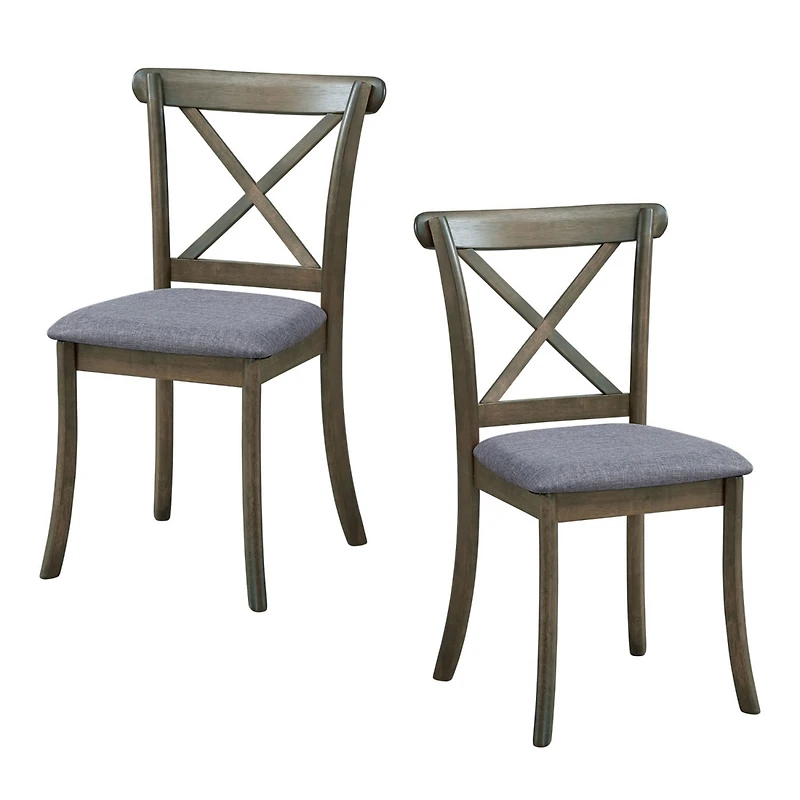 Wooden X Back Dining Chairs Set of 2, Modern Fabric Upholstered Kitchen Side 2PC Chairs, Cross Back Rubber Wood Farmhouse Dining Room Chair,Oak