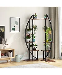 Tribesigns Multi-Purpose Curved Display Shelf Bonsai Flower Plant Stand Rack,5-Tier Plant Stand Pack of 2