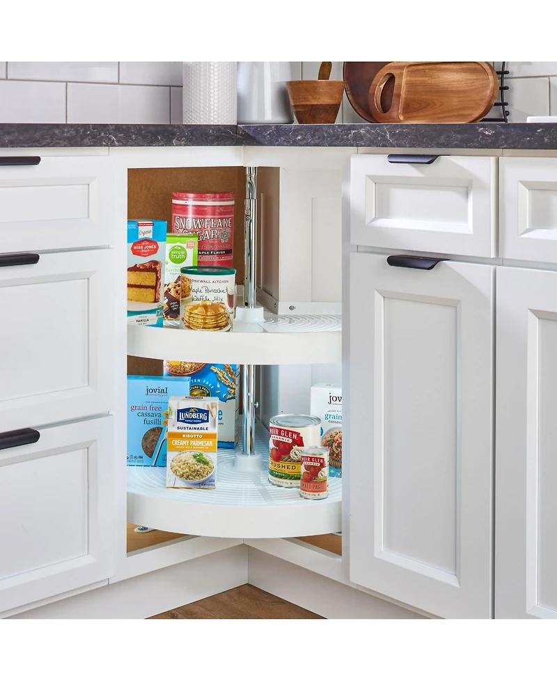 Rev-a-Shelf 28'' Lazy Susan Pie-Cut Polymer Two-Shelf, White, Ld-2942-28-11-1
