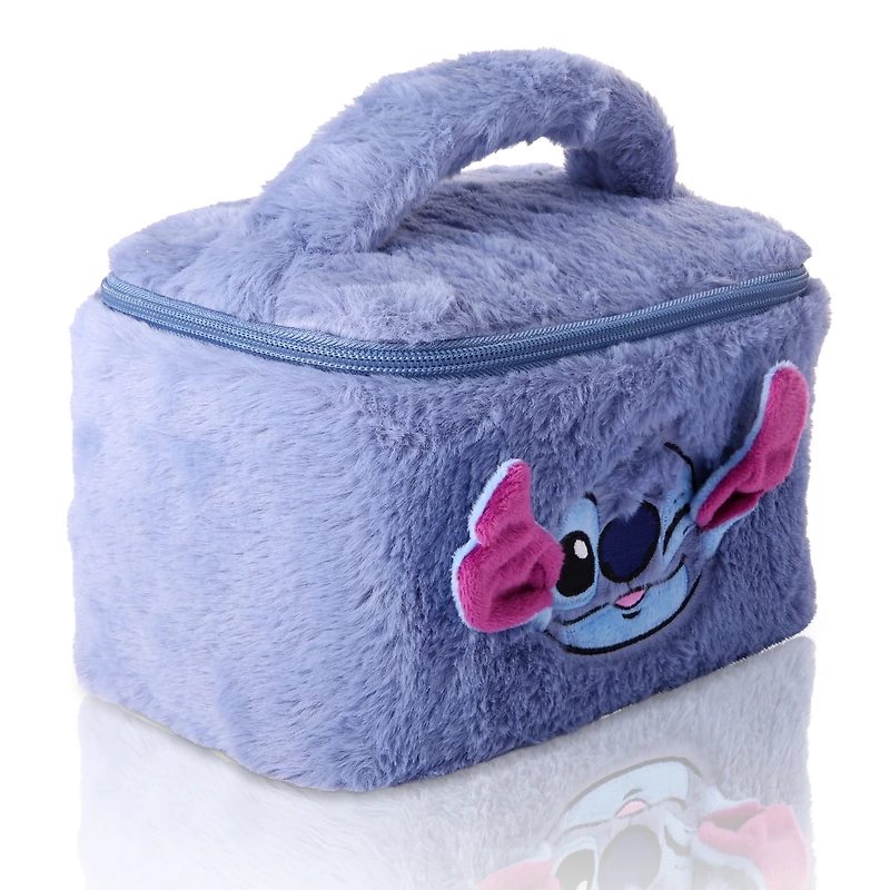 Disney Stitch Fluffy Travel Cosmetic Bag - Cute Plush Makeup Cosmetic Jewelry Case
