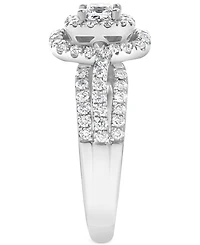 Diamond Princess & Round Cluster Ring (1 ct. t.w.) in 10k White Gold