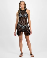Miken Juniors' Mesh Fringe-Hem Tank Dress Swim Cover-Ups