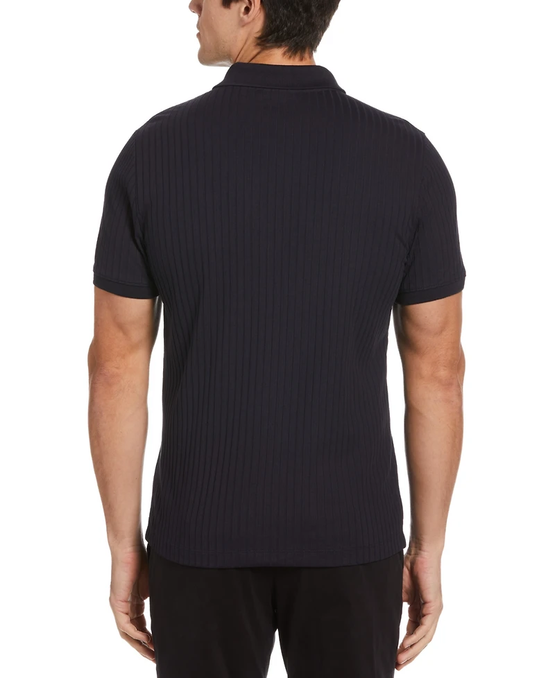 Perry Ellis Men's Slim-Fit Ribbed-Knit 1/4-Zip Polo Shirt