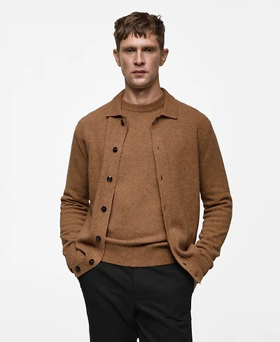 Mango Men's Slim-Fit Knit Wool-Blend Cardigan