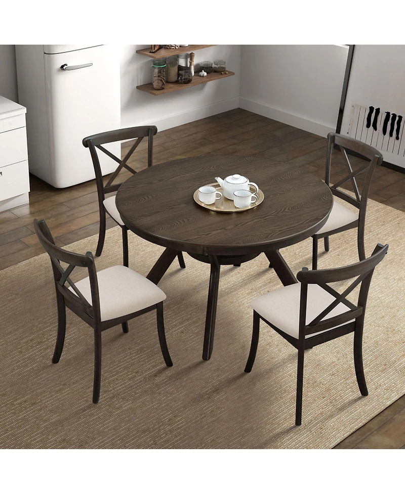 Streamdale 47" Round Modern Rubber Wood Dining Table