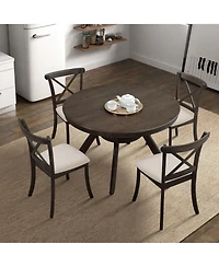 Streamdale 47" Round Modern Rubber Wood Dining Table