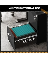 2-Drawer Mobile File Cabinet with Lock, Commercial Vertical Cabinet