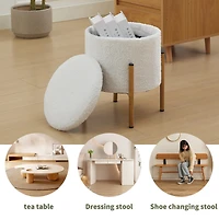 Streamdale Round Storage Ottoman with Removable Lid, White