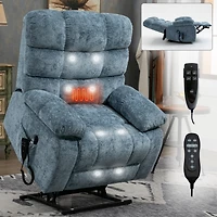 Lift Recliner Chair Heat Massage Dual Motor Infinite Position Up to 350 Lbs Large Electric Power Recliners with Power-Remote