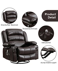 Massage Swivel Rocker Recliner Chair with Vibration Massage and Heat Ergonomic Lounge Chair