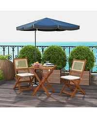 Outsunny 3 Pieces Patio Wicker Bistro Set Foldable W/ Cushions, Light