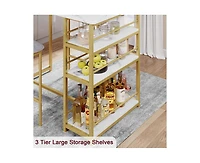 gaomon Dining Table Set for 2, Kitchen Table and Chairs with Wine Rack, Metal Frame Modern Bar Table Set with 2 Chairs