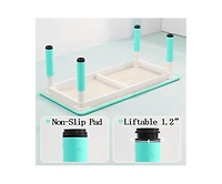 gaomon Modern Kids Study Table and 6 Chair Set, 47.20" Height Adjustable Toddler Table and Chairs Set with Non-Slip Table Legs&Organizer Graffiti Desk