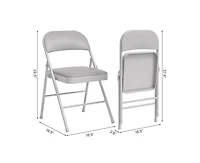 4 Pack Folding Chairs with Padded Cushion and Back, Folding Chairs for Outside, Foldable Chairs with Metal Frame Hold Up to 350 Lbs, Metal Chairs for
