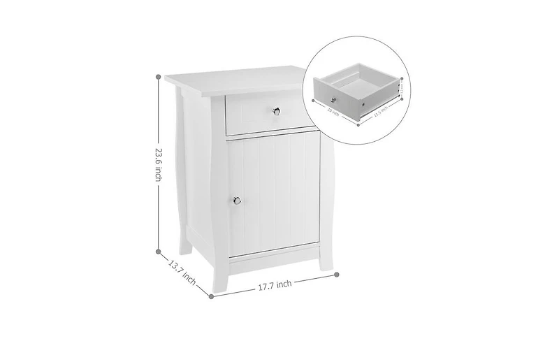 Slickblue Single Door Bedside Cabinet with Drawer Compact Nightstand for Bedroom Storage Solutions