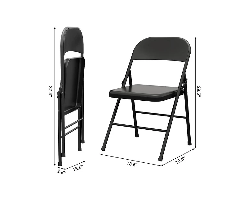 Dining Chairs Set of 4, Foldable Dining Chairs with Metal Frame Hold Up to 350 Pounds, Portable Kitchen Chair Suitable for Dining Room
