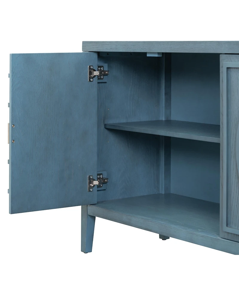 Slickblue Retro Sideboard with Circular Groove Design and Round Metal Handles for Entrance, Dining & Living Rooms