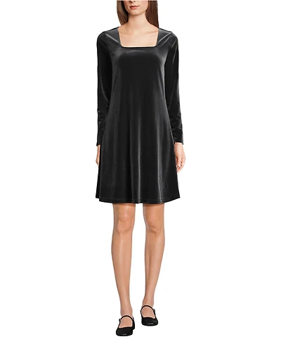 Lands' End Women's Knit Velvet Square Neck Dress
