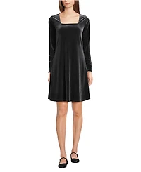 Lands' End Women's Knit Velvet Square Neck Dress