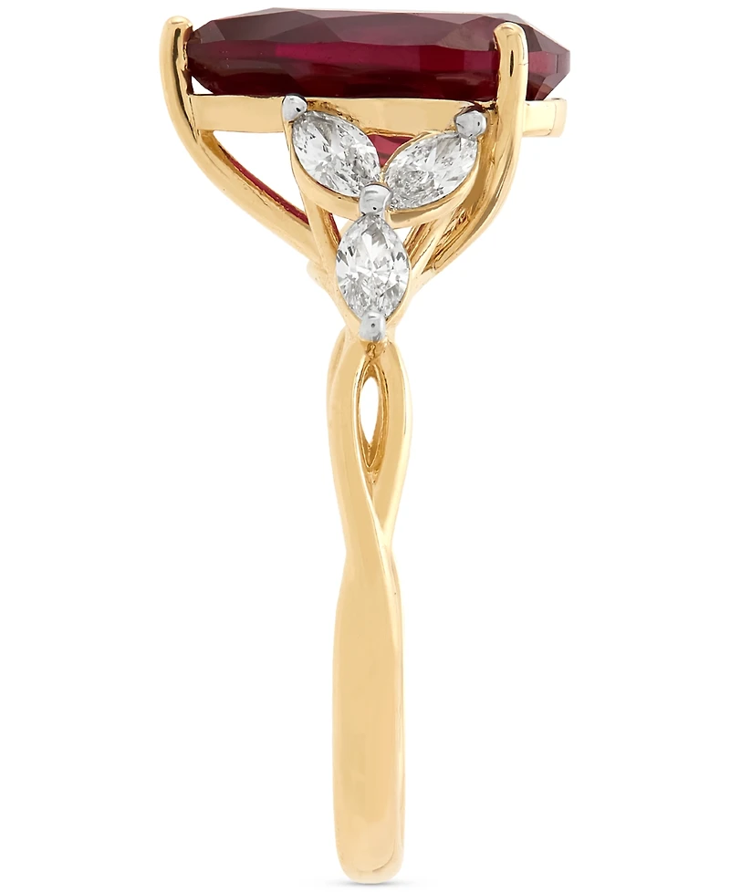 Grown With Love Lab Ruby (3-5/8 ct. t.w.) & Diamond (1/2 Pear Ring 14k Gold or White (Also Emerald La