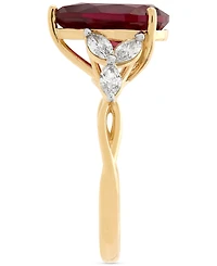 Grown With Love Lab Ruby (3-5/8 ct. t.w.) & Diamond (1/2 Pear Ring 14k Gold or White (Also Emerald La