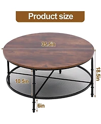 Skonyon 32IN Round Wood Top Coffee Table For Living Room