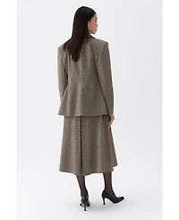Nocturne Women's Plaid Padded Shoulder Jacket