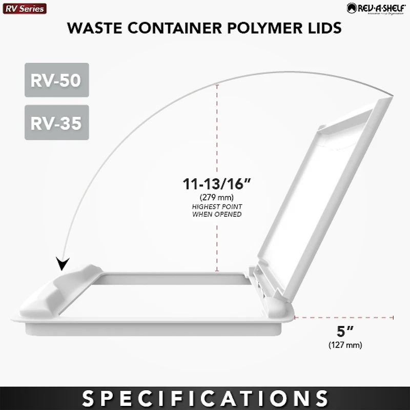 Rev-a-Shelf 35 qt. Trash Can Replacement Lid, White (Lid Only), Rv-35-lid-1