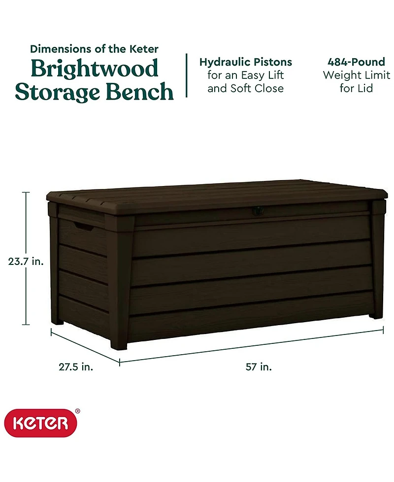 Keter Brightwood Weatherproof Resin Patio Deck Storage Box Bench (2 Pack)