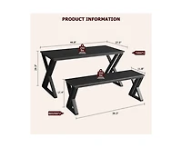 gaomon Dining Table Bench Set for 4, Kitchen Table Set with 2 Benches, Rectangular Dining Room Table Set with Sturdy Metal Frame