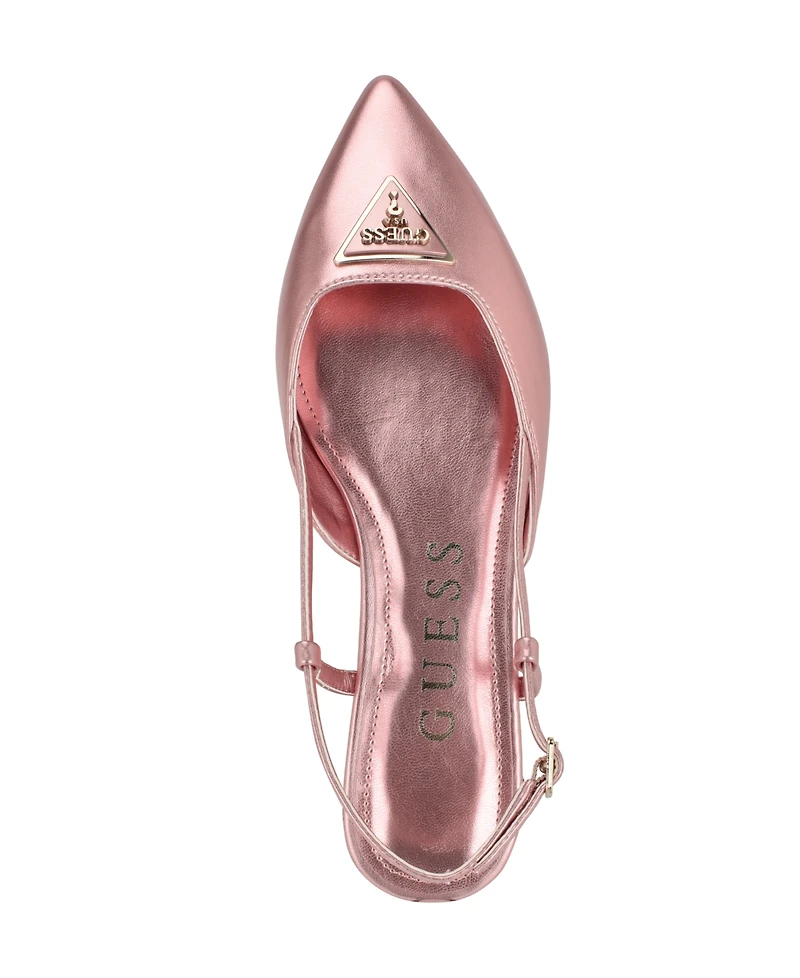 Guess Women's Bemas Pointed Toe Triangle Slingback Flats