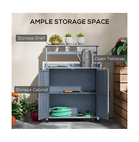 Slickblue Potting Bench with Storage Cabinet – Functional Garden Workstation for Planting and Organizing