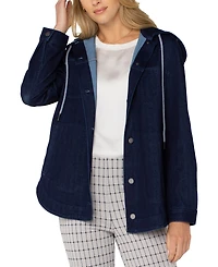 Liverpool Los Angeles Women's Hooded Denim Shirt Jacket