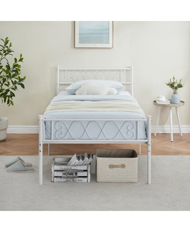gaomon Twin Size Metal Platform Bed Frame with Headboard and Footboard