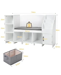 gaomon Kids Bookshelf with Reading Nook, Bookcase with Detachable Cushion