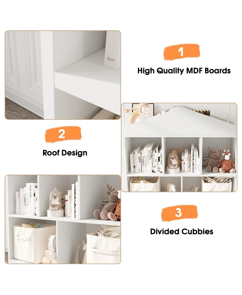 Gaomon 5-Cubby Kids Bookshelf Bookcase Toddlers Playhouse Cabinet Shelf