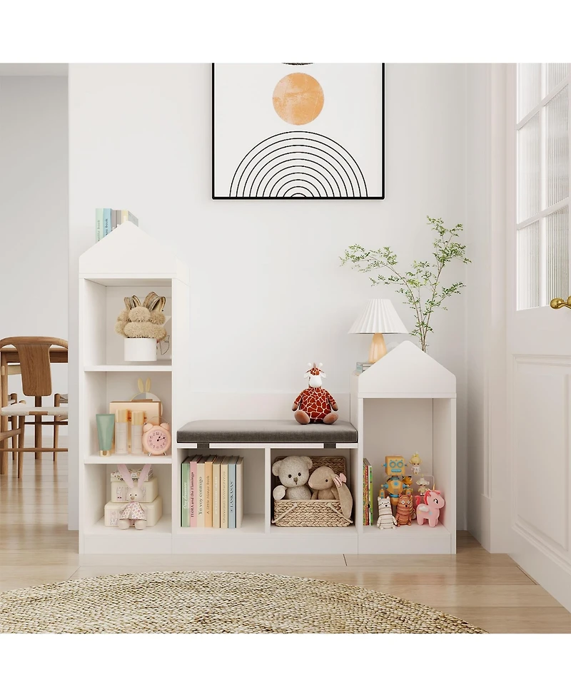 gaomon Kids Bookshelf with Reading Nook 47.75in Width Children Bookcase